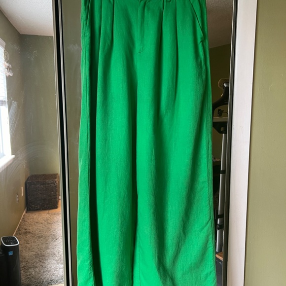 CAMI NYC Rylie Green Linen Wide Leg Pants - Picture 2 of 10